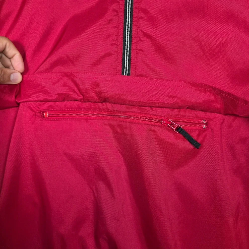 Vintage Nike Jacket Mens XL Red Quarter Zip Windbreaker Loose Vented Mesh Lined